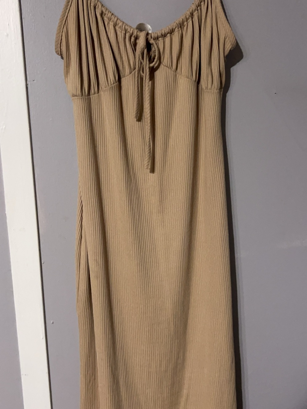 Ribbed Maxi Dress in Tan - Women